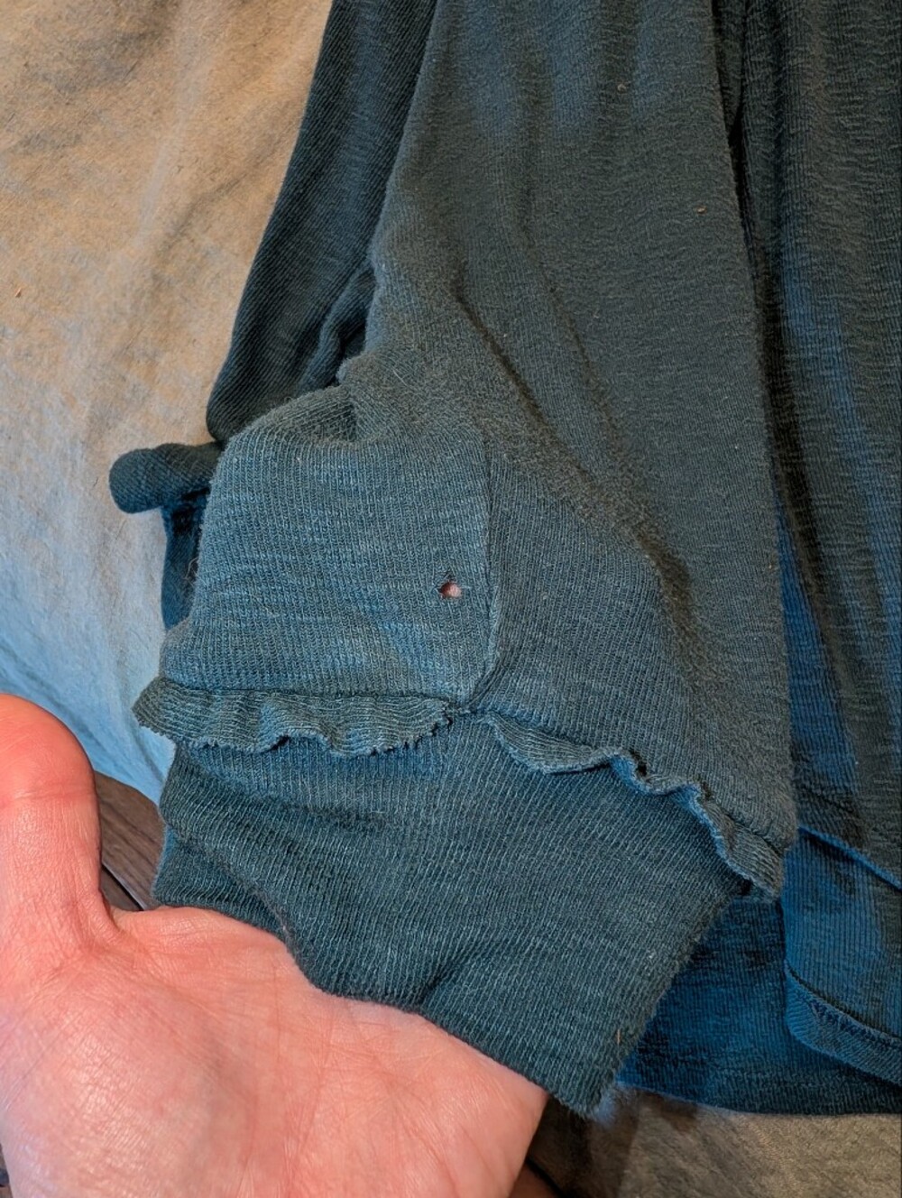 Blue Sweater With Ruffle Detail - Picture 9 of 9